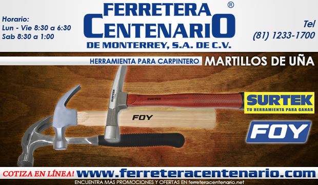 martillos de uña ferretera centenario de monterrey herramientas para carpinteros