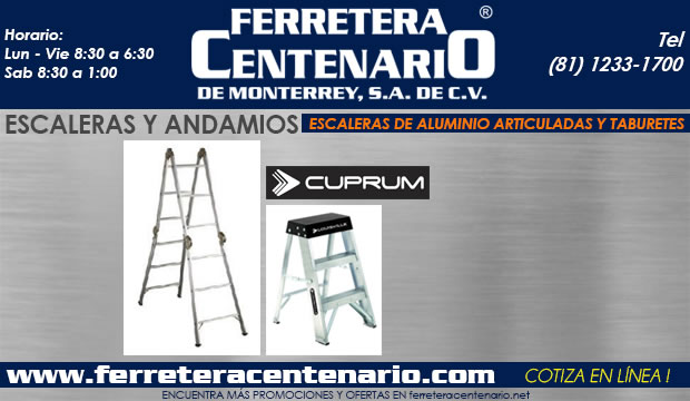 escaleras de aluminio articuladas y taburetes andamios ferretera centenario de monterrey mexico