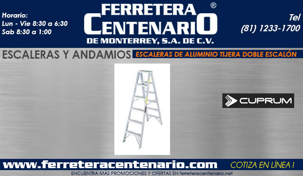 escaleras andamios tijera doble escalon aluminio ferretera centenario demonterrey mexico Cuprum