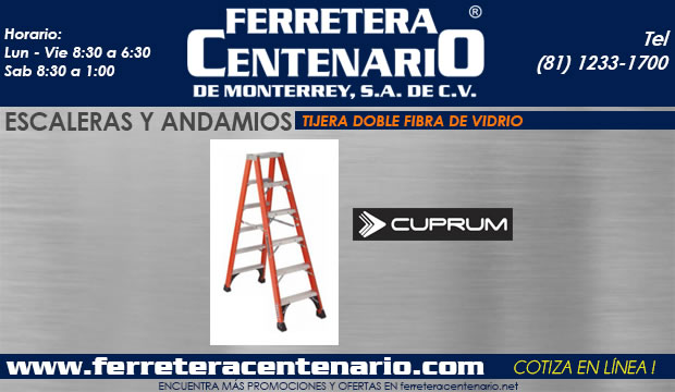 escaleras tijera doble fibra de vidrio ferretera centenario demonterrey mexico Cuprum