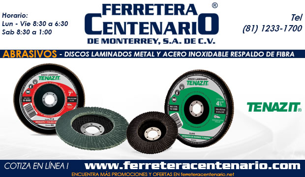 discos laminados metal acero inoxidable respaldo fibra ferretera centenario de monterrey mexico abrasivos