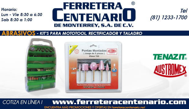kits para mototools tools herramientas rectificador taladro abrasivos ferretera centenario monterrey mexico