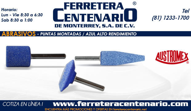 puntas montadas azul alto rendimiento ferretera centenario de monterrey abrasivos herramientas Mexico