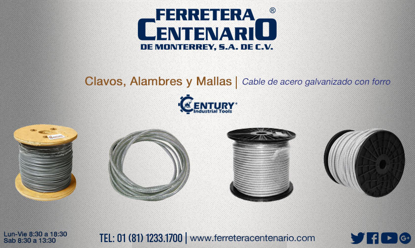 cable galvanizado cno forro ferretera centenario monterrey mexico