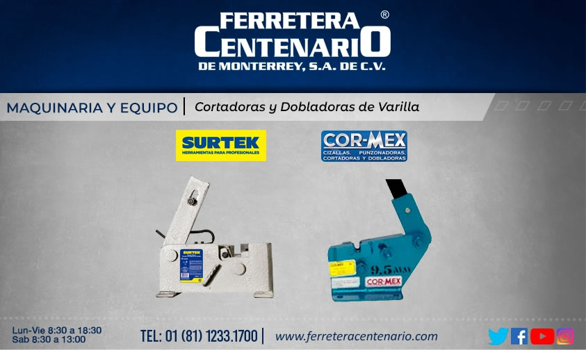 cortadora dobladora varilla maquinaria equipos ferretera centenario monterrey mexico Surtek Cor-Mex CorMex